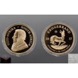 South African Mint Ltd and Numbered Edition 2017 1 oz Gold Proof Krugerrand, Proof Coin & Privy