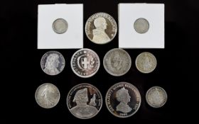 A Collection of Eight ( 8 ) Assorted Silver Coins - Please See Photo to Make Judgement of Grade.