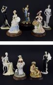 A Collection Of Modern Ornaments 9 in total. Comprises of assorted female figures in period dress.