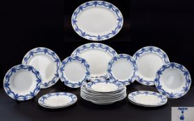 Losol Ware Keeling & Co Blue and White Part Dinner Service ( 25 ) Pieces In Total ' Bowness '