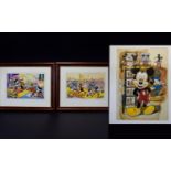 Disney Interest A Collection Of Mickey Mouse Framed Artwork Three items in total to include large