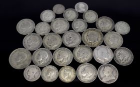 Collection of Victorian - Edwardian and George V Silver Coins. All Pre-1947.