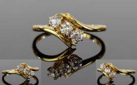 Antique 18ct Gold Set 3 Stone Diamond Ring. Fully Hallmarked. Est Diamond Weight .40 pts.