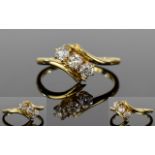 Antique 18ct Gold Set 3 Stone Diamond Ring. Fully Hallmarked. Est Diamond Weight .40 pts.