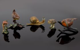 A Very Good Collection of Vintage Cold Painted Miniature Animal and Bird Figures / Sculptures ( 5 )