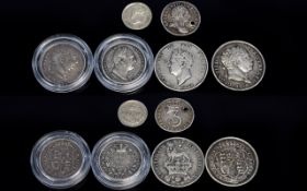 George III & William IV Small Collection of Silver Coins - In High Grade Condition - Please See