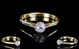 18ct Gold Set Single Stone Diamond Ring. The Diamond of GoOd Colour and Clarity.