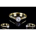 18ct Gold Set Single Stone Diamond Ring. The Diamond of GoOd Colour and Clarity.