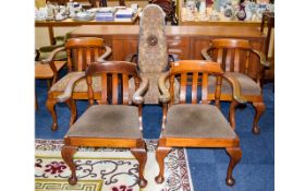 Curved Back Dining/Occasional Chairs Four in total with carved armrest,