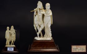 Indian Early 20th Century Ivory Carving of Rhamna Modesty and Lahkshmir - Luck and Love Deity