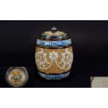 Doulton Lambeth Silver Banded Lidded Tobacco Jar.