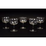 Set of Five Dimpled Sundae Glasses with swirled glass bowls