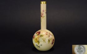 Royal Worcester Blush Ivory Specimen Vase, Decorated with Painted Images of Spring Flowers.