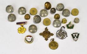 A Varied Collection Of Military Buttons And Pin Badges Over fifteen items in total,