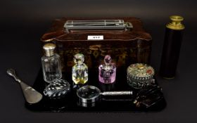 Hinged Box Containing A Small Mixed Lot Comprising Modern Scent Bottles, Parker Pen,