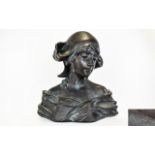 A Reproduction Art Nouveau Female Bust Attractive bust in the form of a young maiden in Dutch
