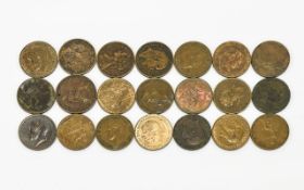 A Good Collection of British Farthings ( 21 ) Twenty One In Total.