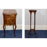 An Occasional Table And Tall Jardiniere Tall table/cabinet with front top drawer and small cupboard