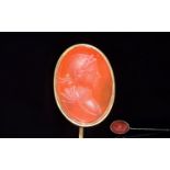 Georgian Period Very Fine Quality 19th Century - Oval Shaped Carnelian Intaglio Set Gold Stick