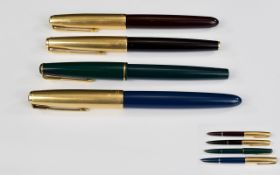 A Very Good Collection of Vintage Parker Pen Co Fountain Pens ( 4 ) Four In Total.