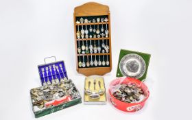 Collection of Silver Plated Souvenir Spoons And Plated Ware A large and varied collection of spoons