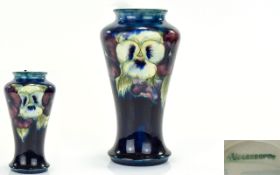 William Moorcroft Hand Painted Vase ' Celadon Pansy ' Pattern. c.1930's.