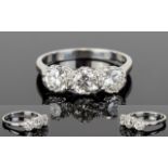 Ladies 18ct White Gold Set Good Quality 3 Stone Diamond Ring.