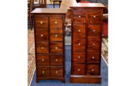 A Pair Of Dark Wood Chest Of Drawers Two square,