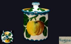 Wemyss Small Lidded Preserve Pot ' Apples and Leaves ' Pattern. Marked to Underside. 4 Inches High.