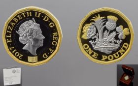 Royal Mint - Ltd Edition and Numbered Nations of The Crown One Pound Platinum Proof Coin. Date 2017,