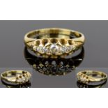 Antique 18ct Gold Set 5 Stone Diamond Ring. The Old Cut Diamonds of Good Colour and Sparkle.