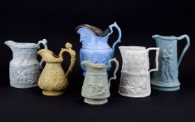 A Very Good Collection of Early Victorian Period Stoneware and Ceramic Pitchers From Various