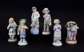 Conta Boehme Late 19th Century Collection of Hand Painted Figures. Various Subjects and Sizes.