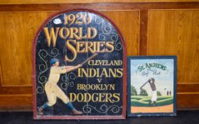 Retro Sporting Interest A Pair Of Reproduction Decorative Wooden Signs The first comprising five