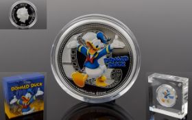 Disney Ltd Edition Donald Duck 2014 1 oz Silver Proof Coin ( Coloured ) Mintage 10,000. Purity .