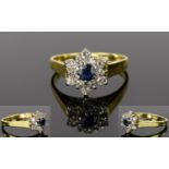 18ct Gold Diamond and Sapphire Cluster R