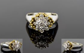 18ct Gold Set Diamond Cluster Ring. Flow