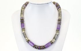 Anne Farag Amethyst and Silver Necklace,