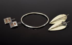 A Collection Of Mixed Silver And Ivory V
