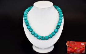 A Turquoise And Silver Necklace 600cts o