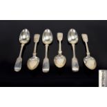 A Mid 19th Century Rare Set of Six Silver Teaspoons.