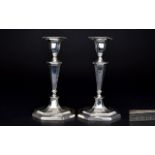 Edwardian Period - Pair of Fine Quality Silver Candlesticks of Tapered Form,