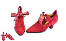 A Pair Of Ladies Vintage Shoes By Hobbs Suede Louis heeled shoes by Marilyn Anselm for Hobbs.