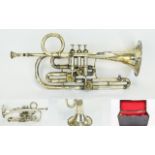 J. Higham Early Silver Plated Cornet. Prize Medal Awarded 1862 Serial No 5551.