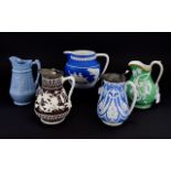 A Good Collection of Hand Painted Mid 19th Century Jugs. Various Factories.