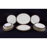 Alfred Meakin Part Dinner Service Burgundy and gilt patterned border on white ground (30) pieces