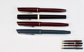 A Very Good Collection of Vintage Fountain Pens ( 4 ) Four In Total. Comprises 1/ Osmiroid B2 Italic