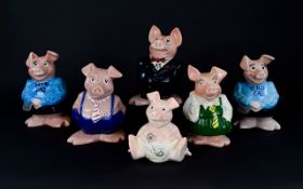 Wade Complete Set of Nat West Ceramic Piggy Banks. c.1980's. ( 6 ) In Total.