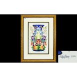 Moorcroft Original Artwork Watercolour Painting By Phillip Gibson Depicts a large vase in the '