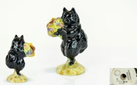 Beswick Rare Beatrix Potter Figure ' The Duchess ' Black Dog - Style One ( Holding Flowers )